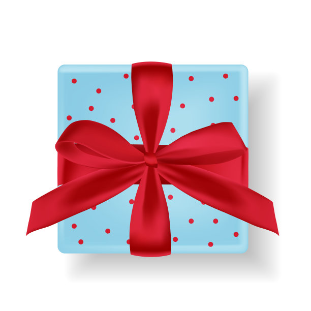 圣诞矢量礼盒与红色蝴蝶结和丝带隔离图片下载