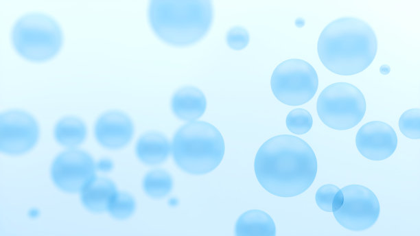 蓝色背景上的肥皂泡，3d渲染图片下载