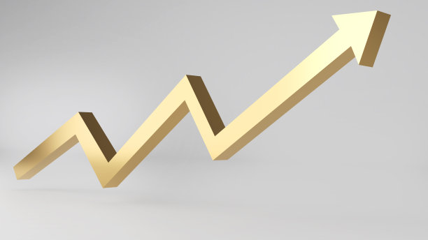箭头指向浅灰色背景，商业金融，价格和资产上涨，3D渲染图片下载