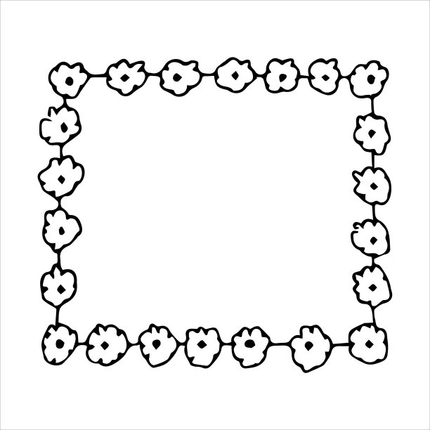 手绘涂鸦风格的矩形框架。黑白矢量插图。图片下载
