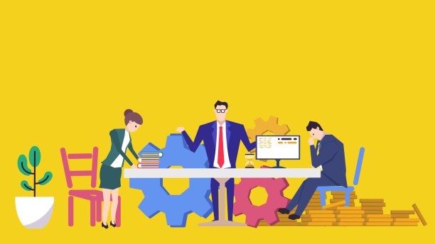 在会议中讨论的专业人员团队(黄色)图片下载