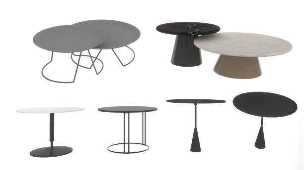 咖啡桌在白色背景，俯视图，侧面，3d渲染图片下载