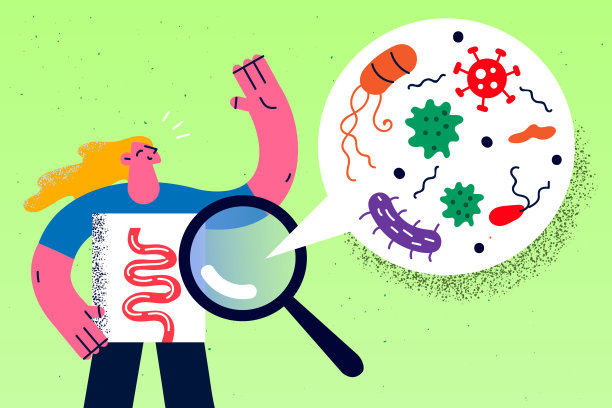 放大镜检查女性病人腹部是否有细菌图片下载