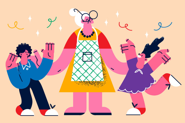 快乐的老祖母享受与孙子们在一起的时光图片下载