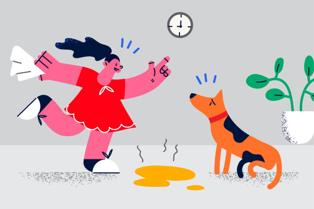 女孩骂小狗在室内小便图片下载