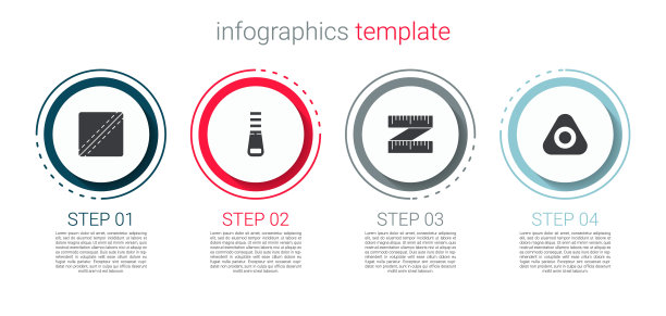 设置缝纫图案，拉链，卷尺和粉笔。业务信息模板。向量图片下载