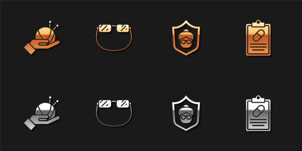 设置纱线球与针织针，眼镜，祖母和医疗处方图标。向量图片下载