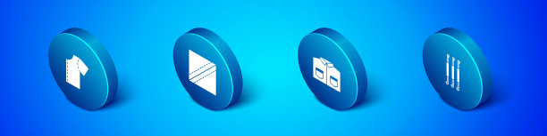 设置等距缝纫模式，衬衫，钩针钩和纺织织物滚动图标。向量图片下载