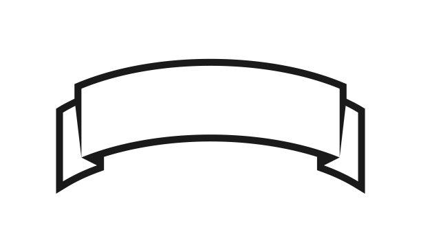 弯曲的白色缎带与轮廓。带有文本位置的横幅。图片下载