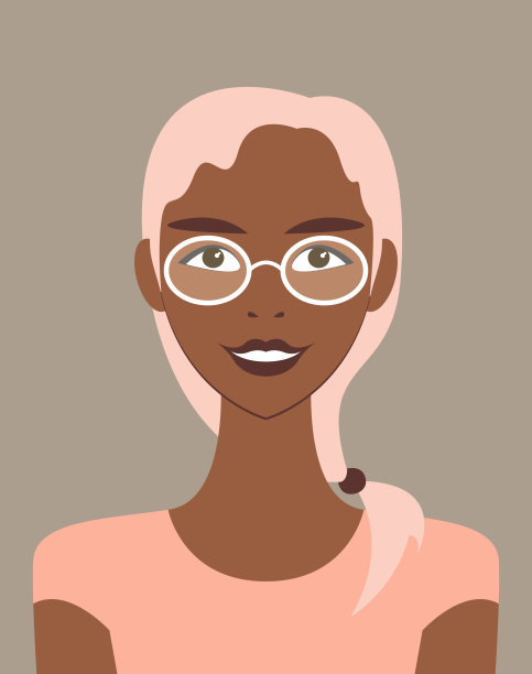 微笑的年轻女子，皮肤黝黑，头发金黄图片下载