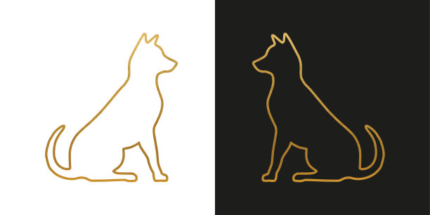金狗形状-孤立的狗剪影图片下载