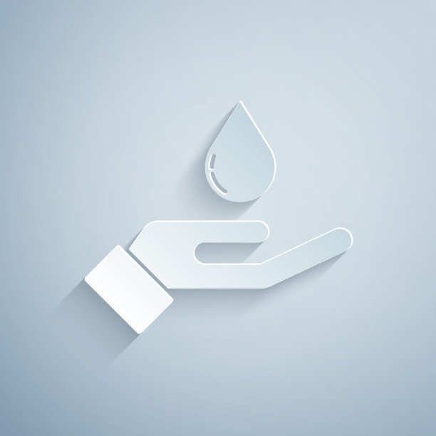 剪纸洗手与肥皂图标孤立的灰色背景。用肥皂洗手，防止病毒和细菌。纸艺术风格。向量图片下载