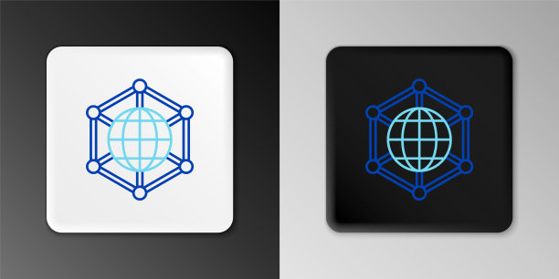 Line全球科技或社交网络图标孤立在灰色背景上。色彩斑斓的轮廓的概念。向量图片下载