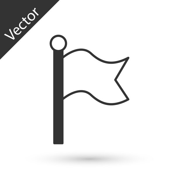 灰色旗帜图标孤立在白色背景上。17、胜不骄，胜不骄，战胜逆境的观念。向量图片下载