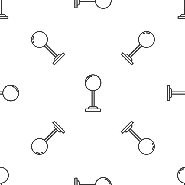灰线落地灯图标孤立无缝图案在白色背景上。向量图片下载