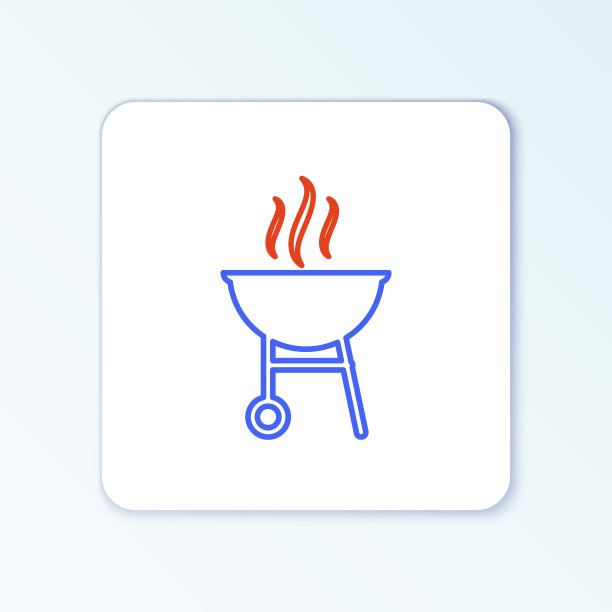 线烧烤烧烤图标孤立在白色背景。烧烤烧烤聚会。色彩斑斓的轮廓的概念。向量图片下载