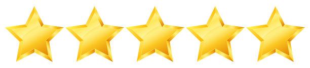 5个5星等级符号。有光泽的金星贴纸图标评级。3d五星成就标志图片下载