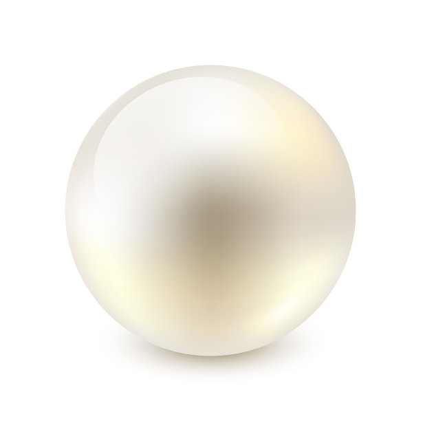单个闪亮的自然白色海珍珠与光效果孤立在白色背景向量插图图片下载