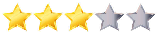 三个3星的等级符号。有光泽的金星贴纸图标评级图片下载