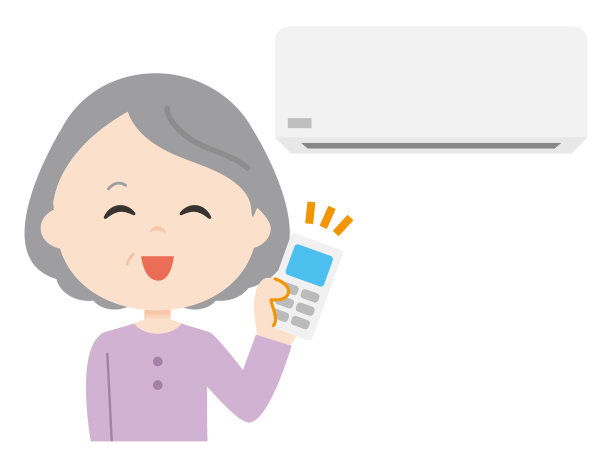 打开空调，拿着遥控器的高级女性。图片下载