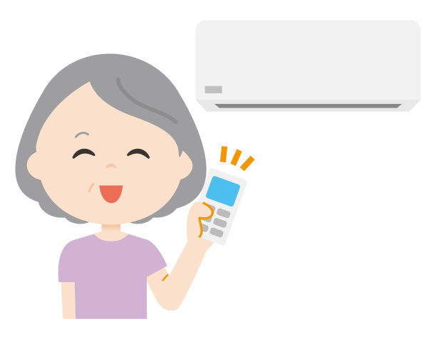 打开空调，拿着遥控器的高级女性。图片下载