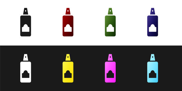 设置喷雾罐的发胶，除臭剂，止汗图标孤立在黑白背景上。向量图片下载