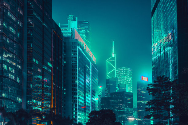 香港市中心的高层建筑的低角度拍摄图片下载