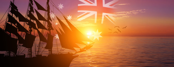 澳大利亚节日快乐，复古贺卡。图片下载