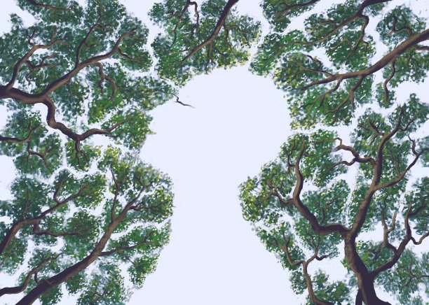 大脑思维、心理、生活与自然的概念概念艺术、超现实肖像绘画、概念艺术、3d插画图片下载