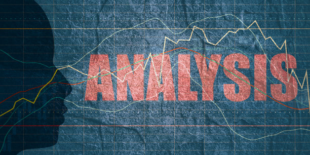 双曝光人像年轻人和金融市场图表。分析词图片下载