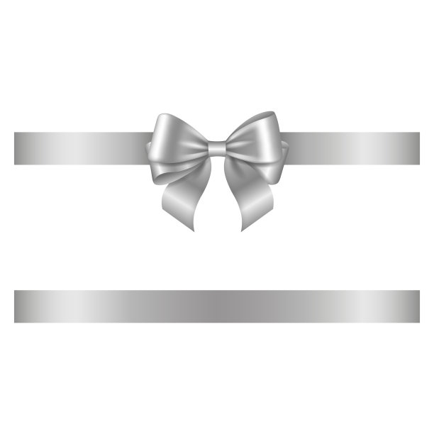 银色的蝴蝶结和丝带作为生日和圣诞节的装饰图片下载