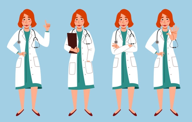 一套全身的欧洲女医生的形象。图片下载