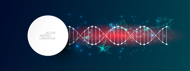 用于设计的抽象未来主义背景，带有DNA分子的科学模板、壁纸或banner图片下载