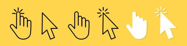 光标图标集。手光标的迹象。电脑鼠标指针。光标符号为您的网站设计，标志，应用程序，UI。矢量线图标的业务和广告图片下载