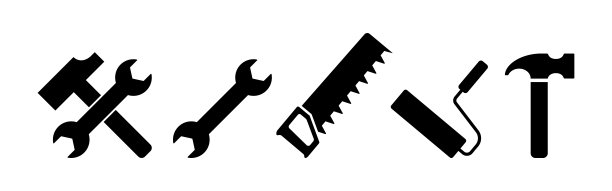 工具图标集。锤锯辊铲。矢量线图标的业务和广告图片下载