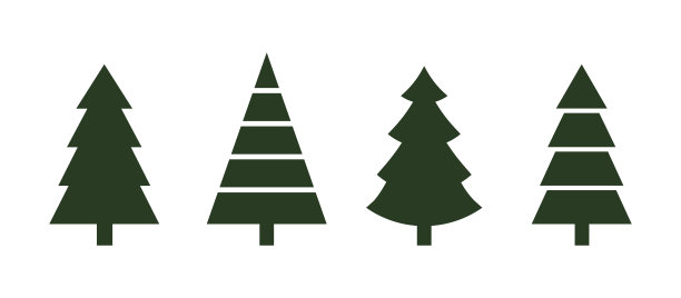 圣诞树图标集。新年装饰。矢量线图标的业务和广告图片下载