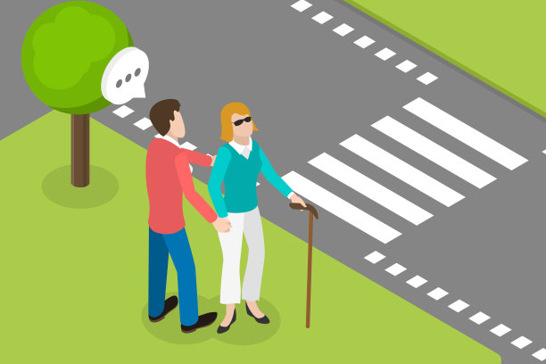 盲人三维等距平面矢量概念插画图片下载