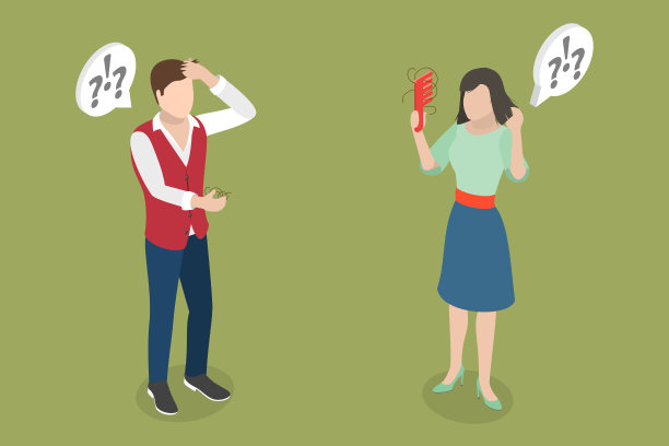 脱发的三维等距平面矢量概念插图图片下载