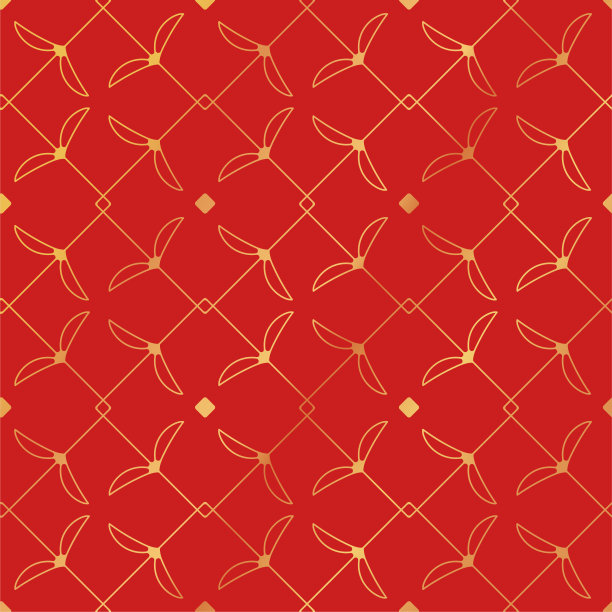 红色中国无缝图案背景与梯度金色装饰图片下载