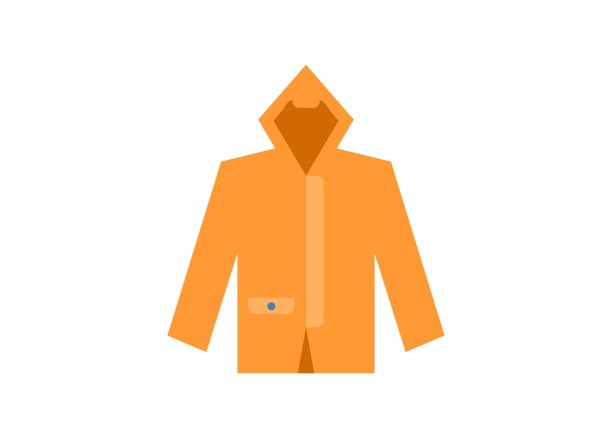 黄色的雨衣。简单的平面插图图片下载