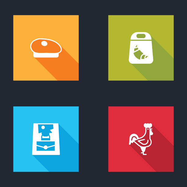 设置法国贝雷帽，羊角包，手袋和公鸡图标。向量图片下载