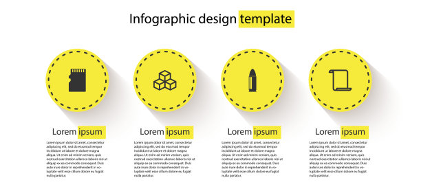 设置Micro SD存储卡，等距立方体，子弹和纸滚动。业务信息模板。向量图片下载