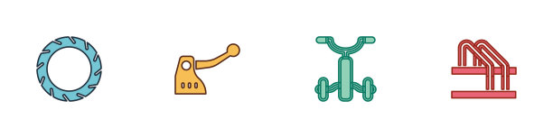 设置自行车轮毂、刹车、儿童停车标志。向量图片下载