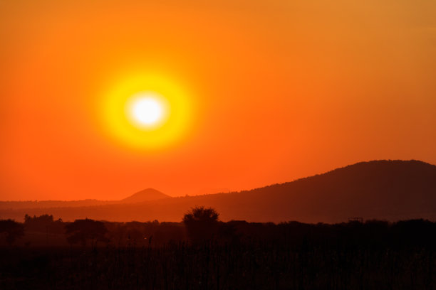 坦桑尼亚大草原上美丽的非洲日落图片下载