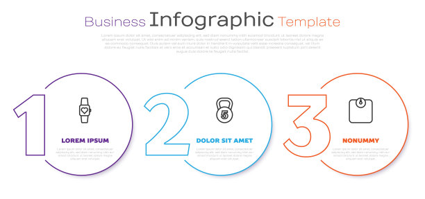 设置线智能手表，体重和浴室秤。业务信息模板。向量图片下载