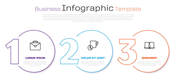 设置线路公文包，时间管理和视频聊天会议。业务信息模板。向量图片下载