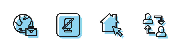 设置线路“在线工作”、“静音麦克风”和“项目组基础图标”。向量图片下载