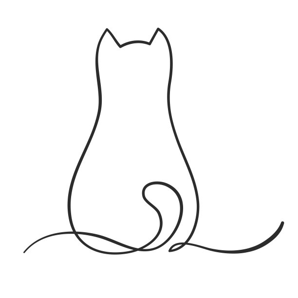 猫轮廓线手绘设计插画图片素材