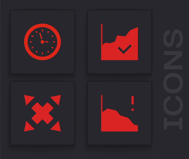 设置财务增长下降，时钟，增加和许多方式的方向箭头图标。向量图片下载