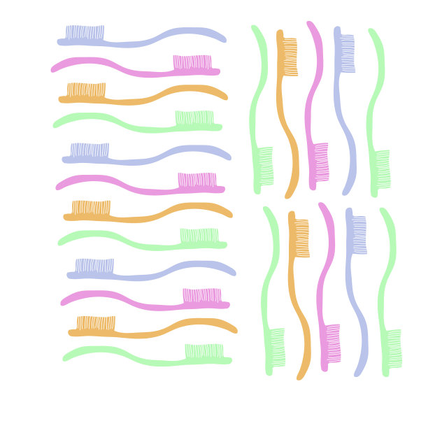 程式化的牙刷。手绘。图片下载